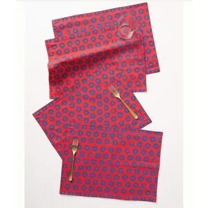New- Anthropologie Set of 4 Silkscreened Cotton Placemats